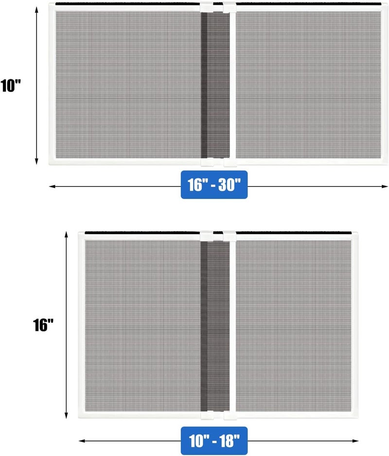 TooCust 4 Pack Expandable Window Screen, 2 Way Sliding Adjustable Window Screen, Horizontal (10" H x 16" - 30" W), Horizontal and Vertical Adjustable, Durable Replacement Screen for Window, Window Screen Mesh - Image 2